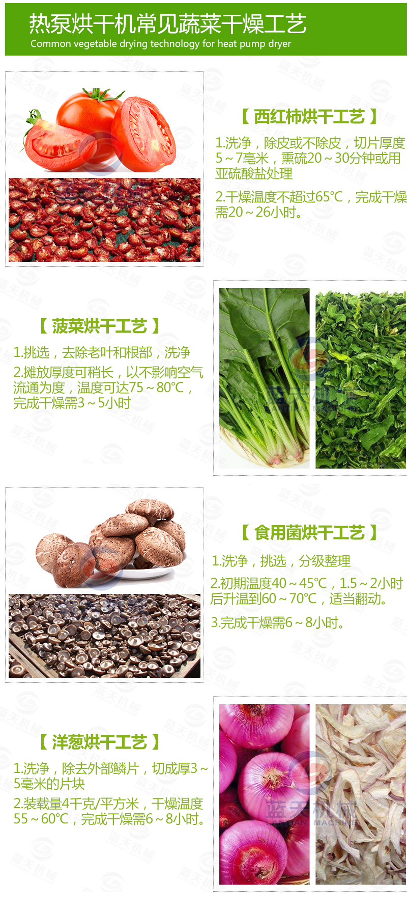 黃花菜網(wǎng)帶烘干機常見烘干工藝